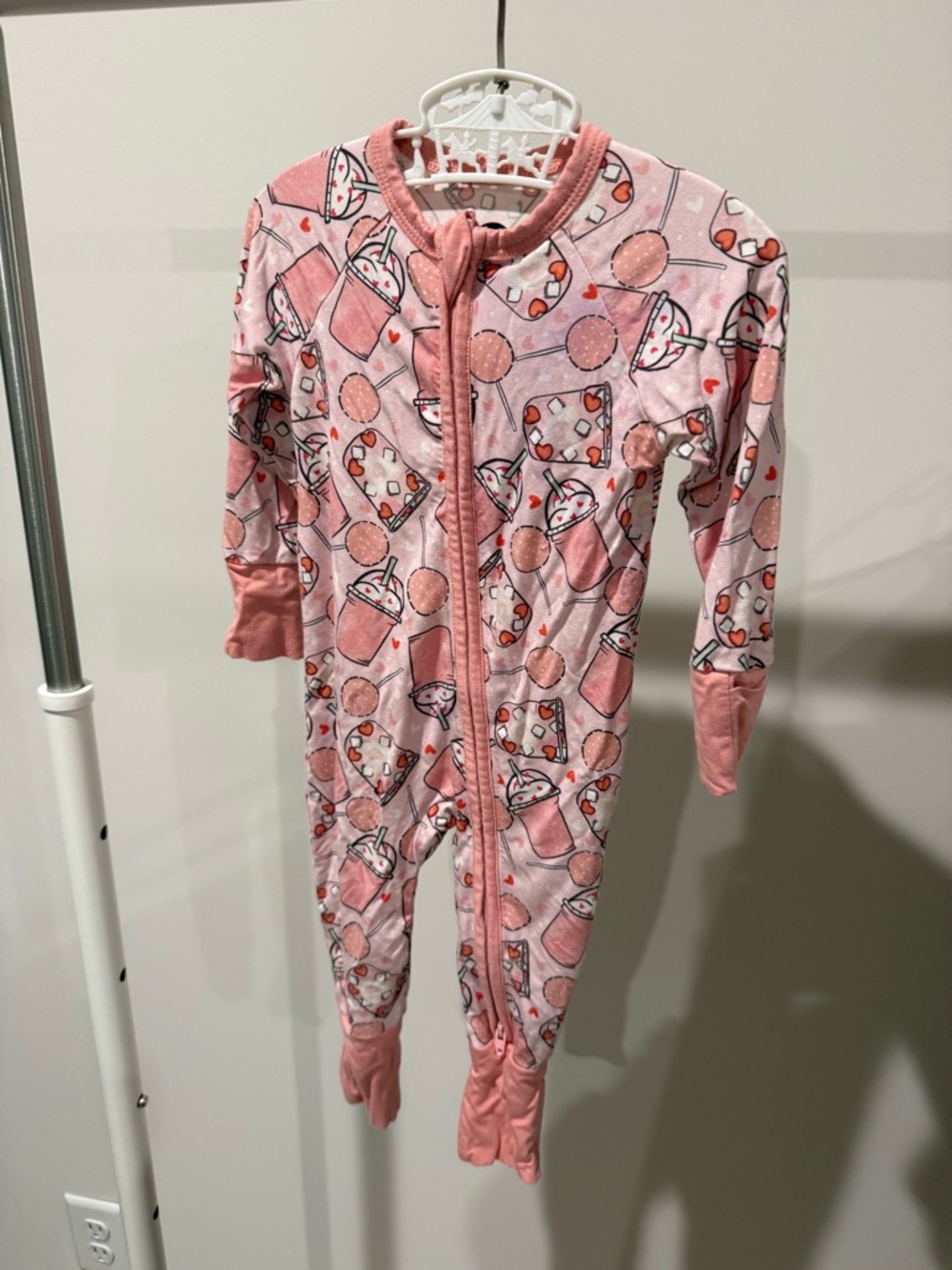 Girls' Pink Drink Print Bamboo Zippy 3-6months